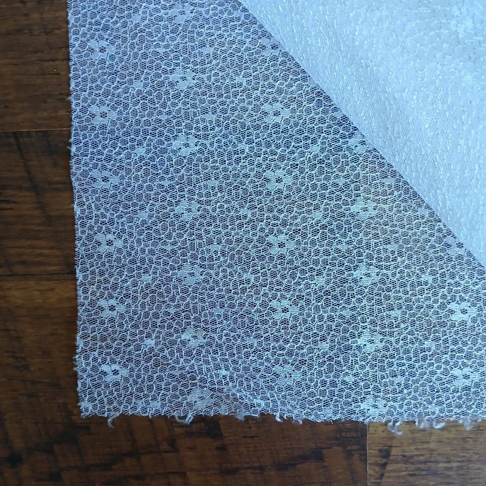 Small Floral White Sheer Mesh‎ Pattern Vintage Lace Fabric Over 3 Yards